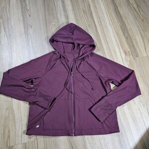 Fabletics Oasis Full Zip Cropped Hoodie Burgundy Size Large
